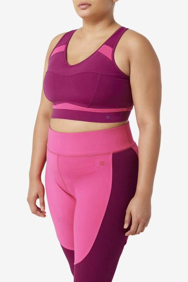 Magenta Purple-Bright Pink Fila Uplift Racerback Sports Bra