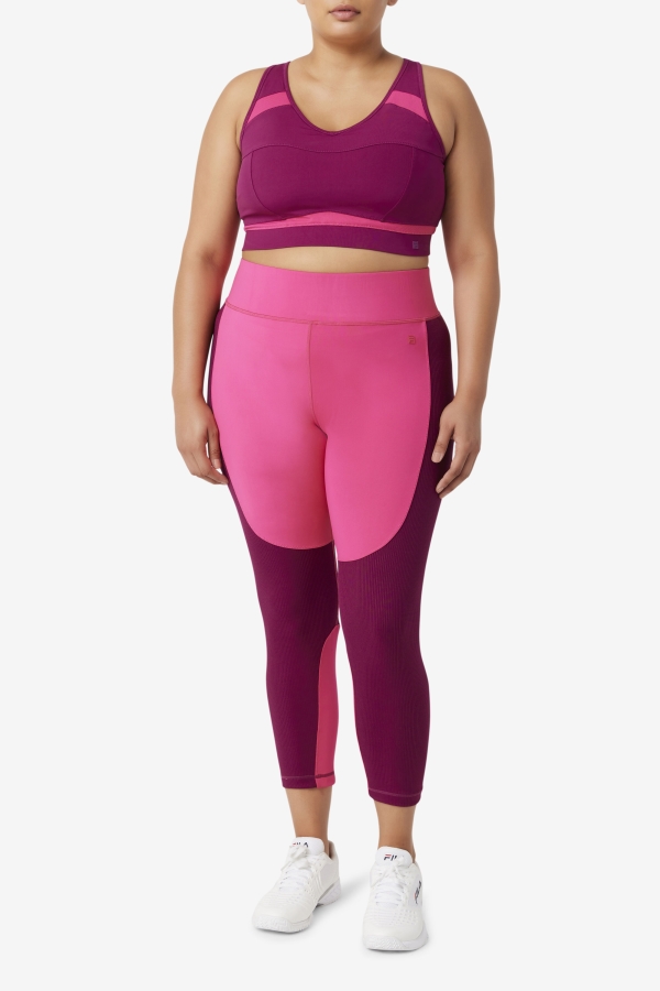 Magenta Purple-Bright Pink Fila Uplift Racerback Sports Bra