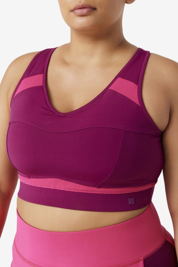 Magenta Purple-Bright Pink Fila Uplift Racerback Sports Bra