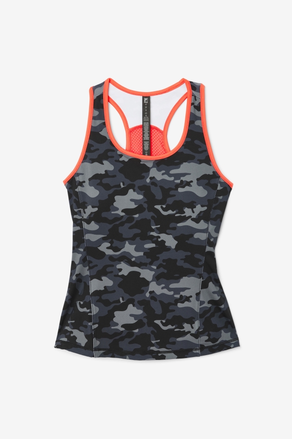 Fila Dark Camo-Hot Coral-Black Uplift Colorblock Racerback Tank