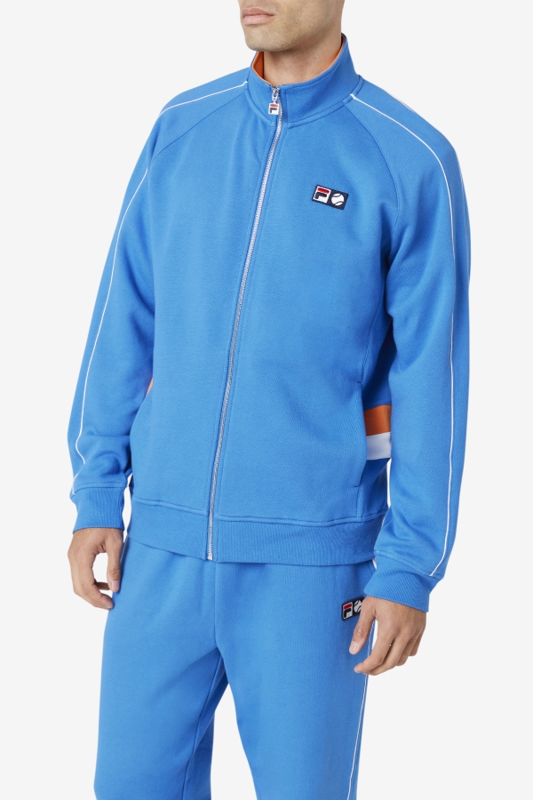 Strong Blue-White-Coral Rose Sutton Track Jacket Fila