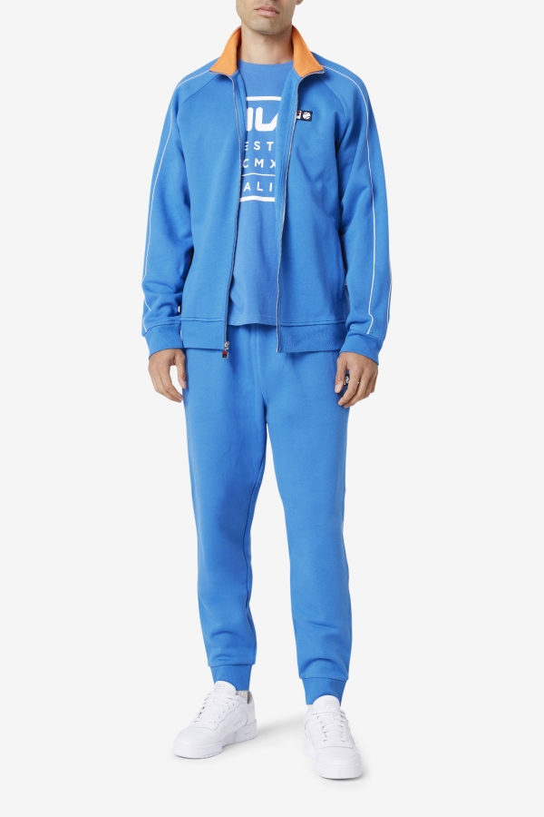 Strong Blue-White-Coral Rose Sutton Track Jacket Fila