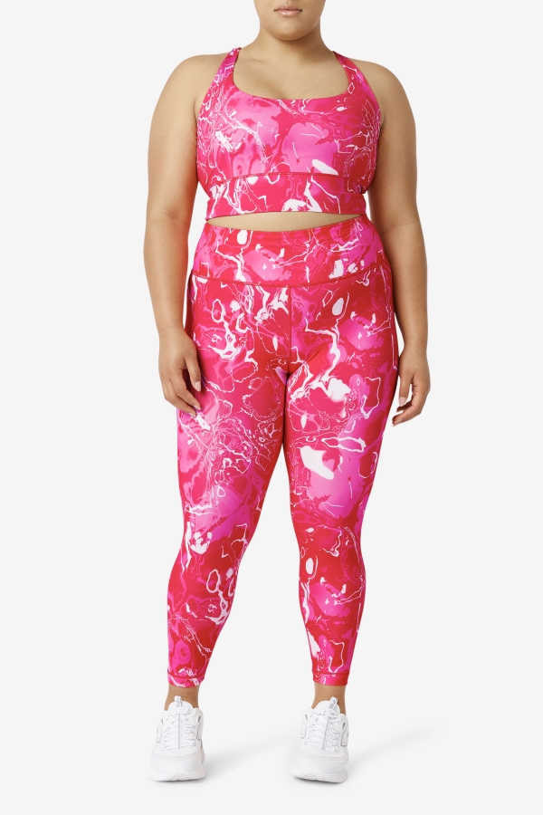 Fila Pink Marble Uplift Cross Back Bra Top