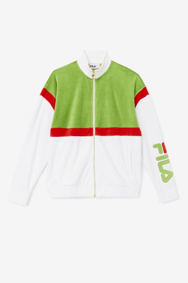 Fila White-Forest Green-Red Mansur Velour Jacket