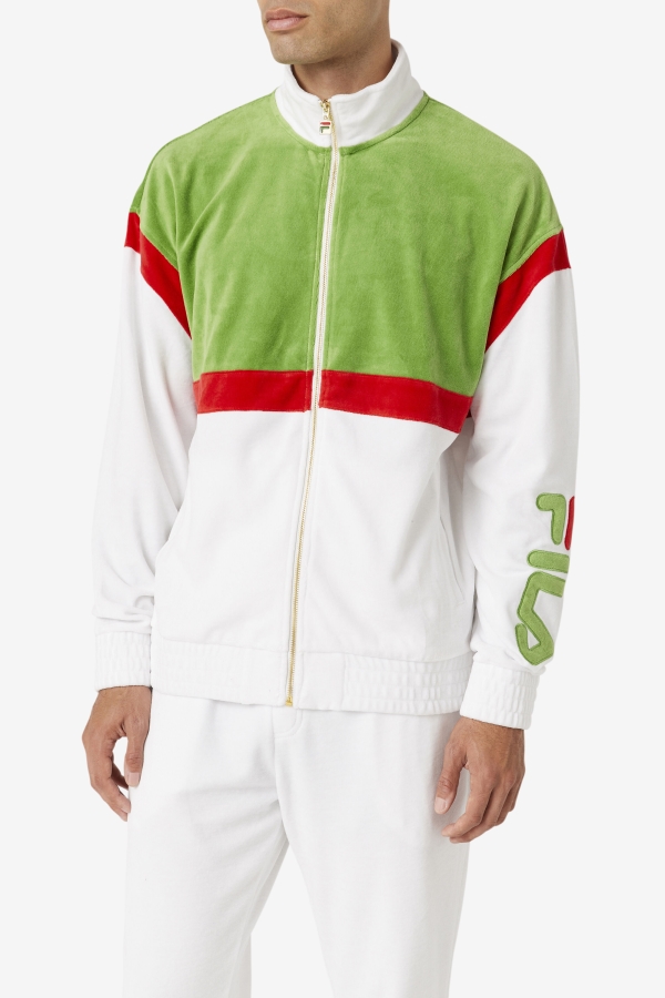 Fila White-Forest Green-Red Mansur Velour Jacket