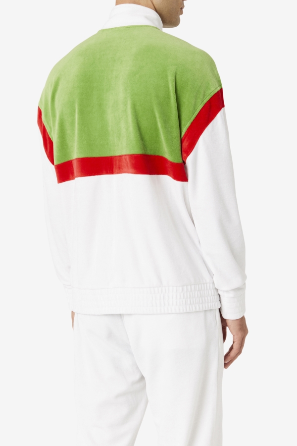 Fila White-Forest Green-Red Mansur Velour Jacket