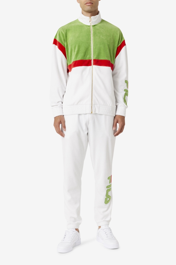 Fila White-Forest Green-Red Mansur Velour Jacket