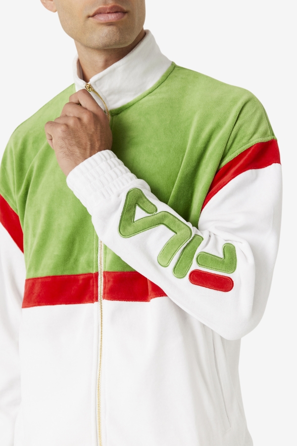 Fila White-Forest Green-Red Mansur Velour Jacket