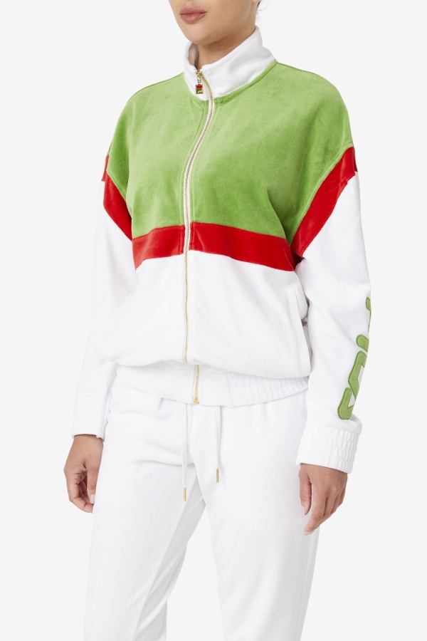 Fila White-Forest Green-Red Mansur Velour Jacket