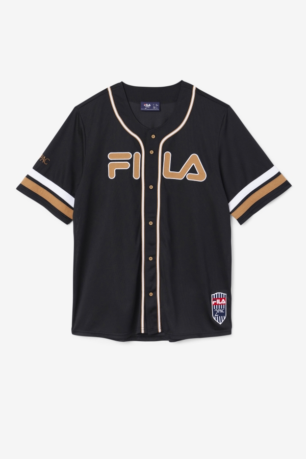 Black-Tobacco Brown-White Fila 2Pac Baseball Jersey