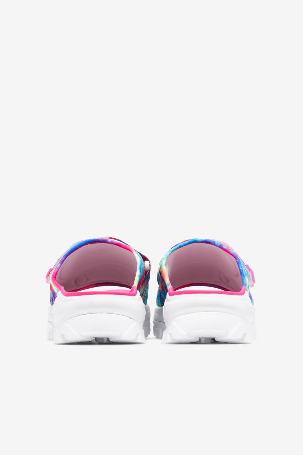 Multi-White-Pink Glo Women\'s Tie Dye Outdoor Slide Fila