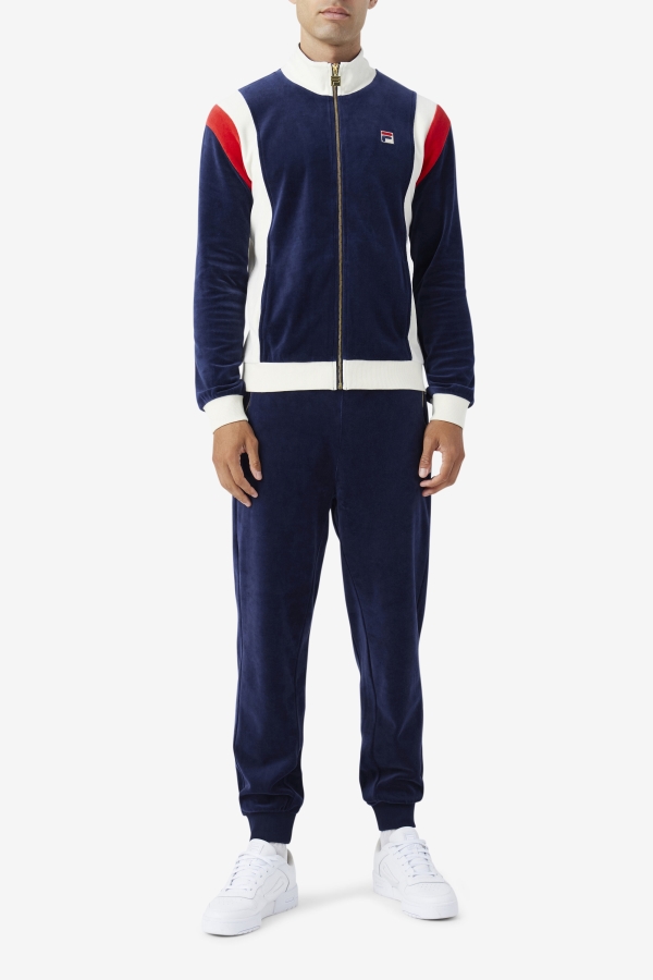 Navy-Egret-Red Floyd Velour Jacket Fila