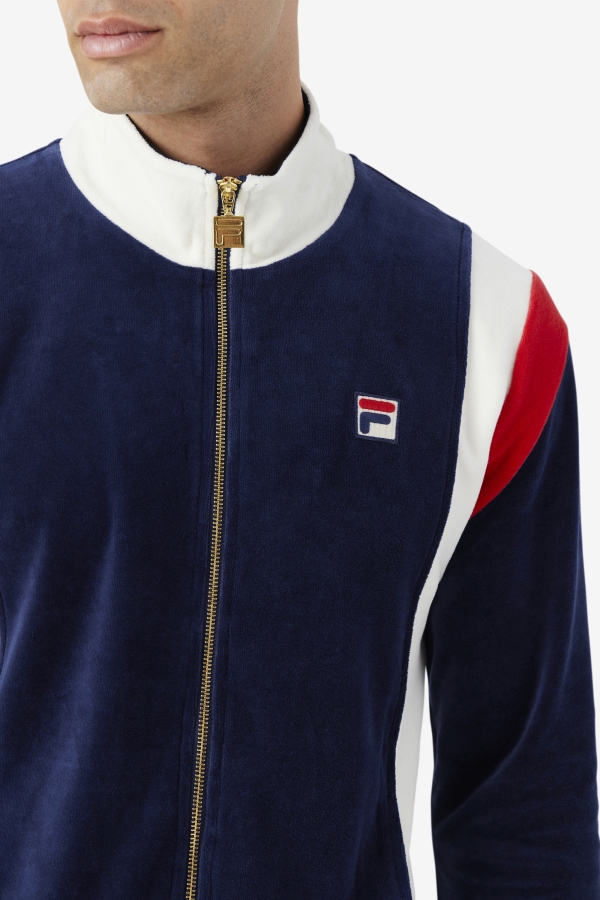 Navy-Egret-Red Floyd Velour Jacket Fila