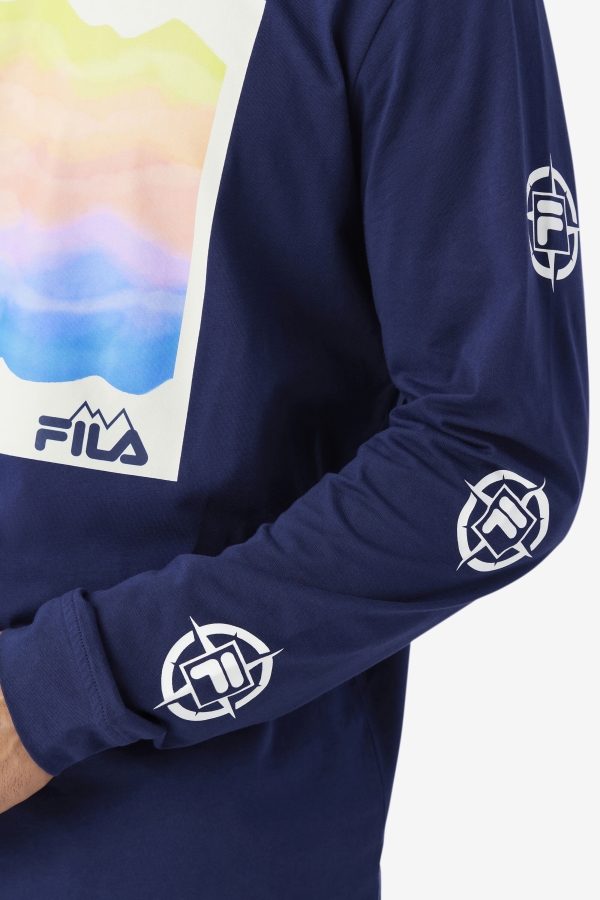 Fila Navy-Iced Aqua-Egret Kare Long Sleeve Tee