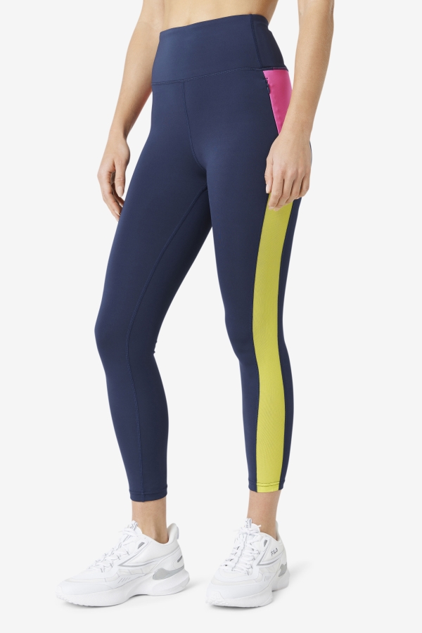 Navy-Azalea-Sulphur Forza Contrast 7-8 Leggings Fila
