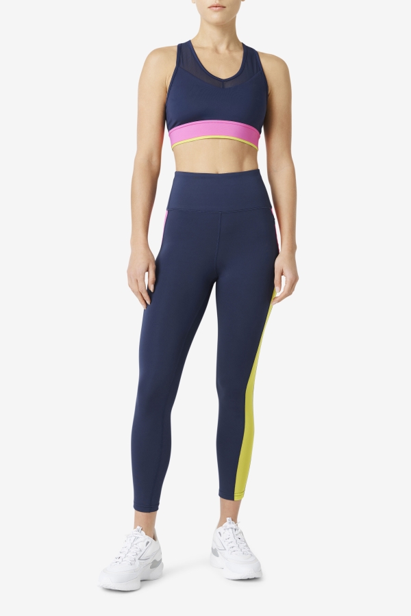Navy-Azalea-Sulphur Forza Contrast 7-8 Leggings Fila