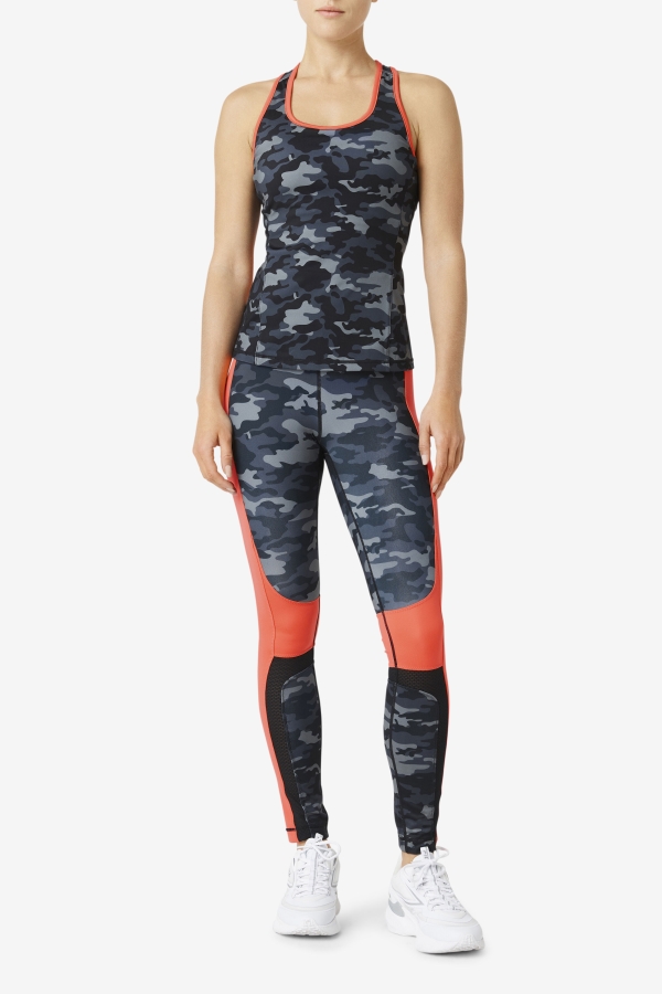 Forza Color Blocked Legging Fila Dark Camo-Coral-Black