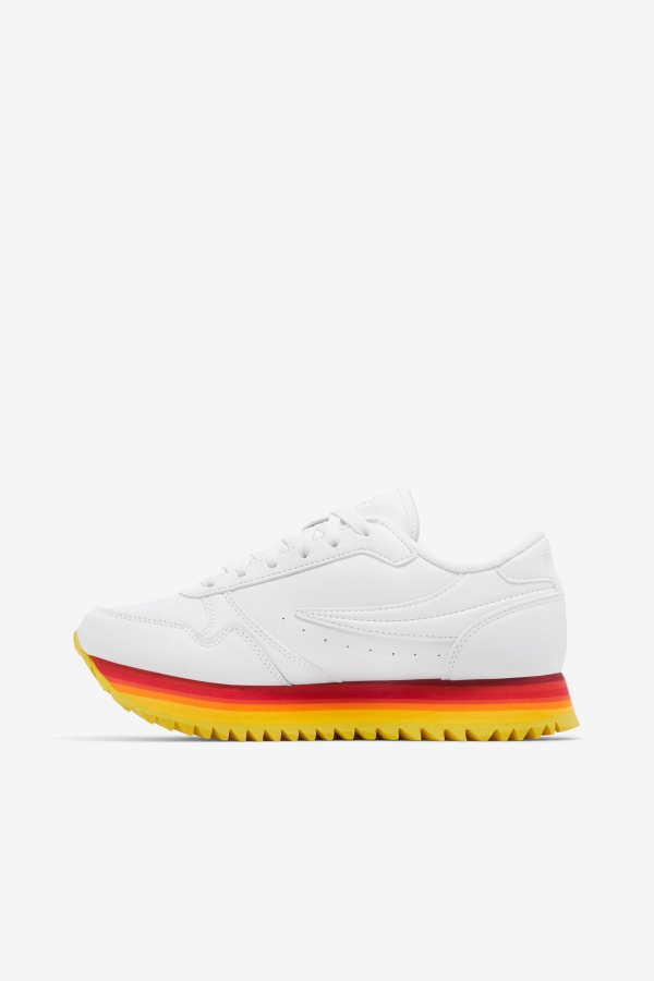 Women\'s Orbit Stripe White-Rhubarb-Lemon Fila