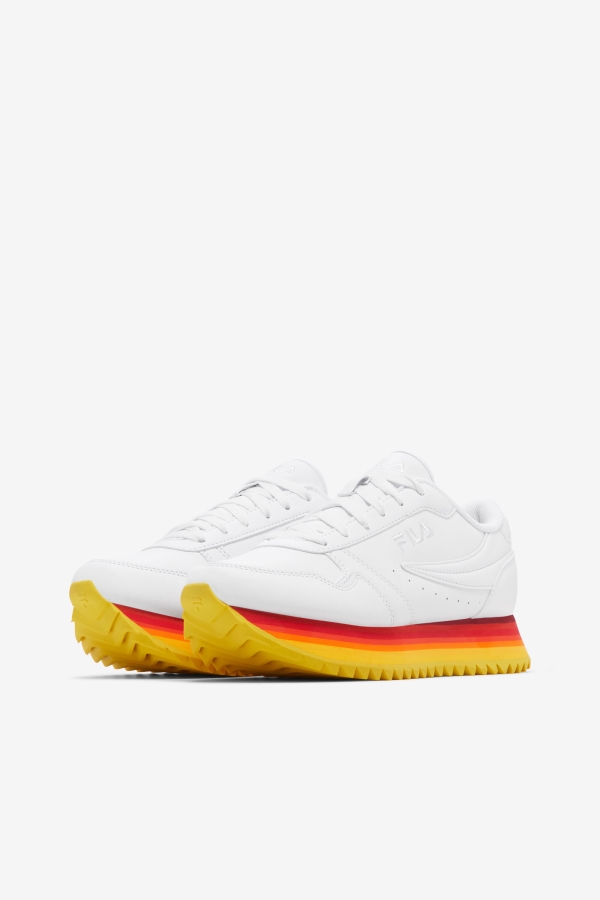 Women\'s Orbit Stripe White-Rhubarb-Lemon Fila