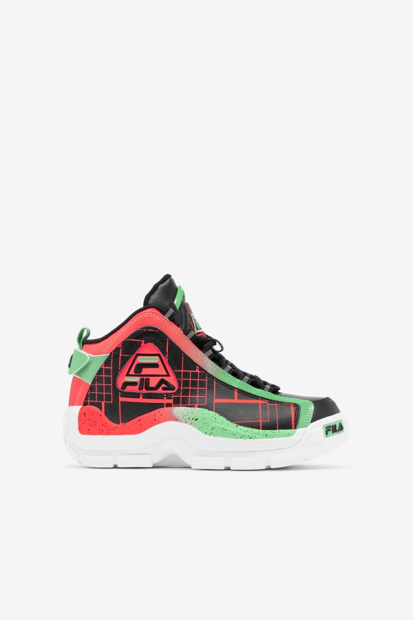 Big Kids' Grant Hill 2 Fila Black-Fiery Coral-Green Ash