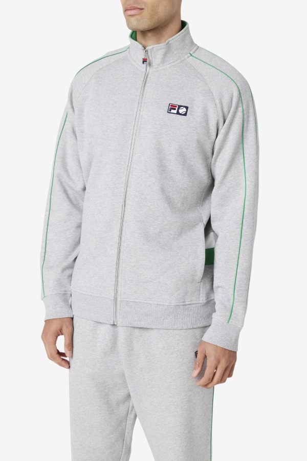 Sutton Track Jacket Light Grey-Jelly Bean-White Fila