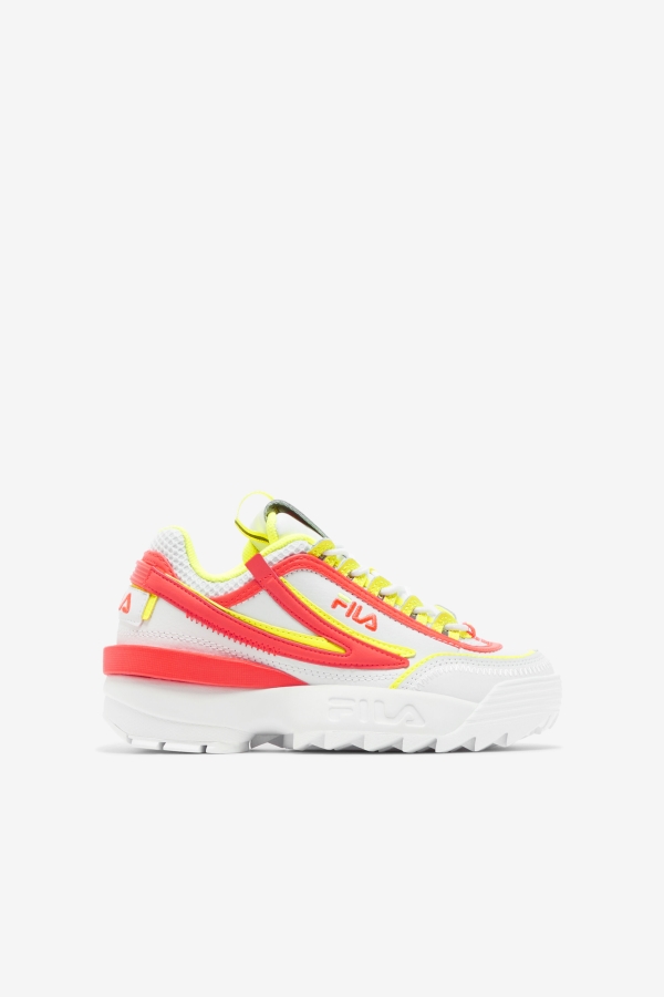 Big Kids' Disruptor 2 Exp Fila White-Fiery Coral-Yellow