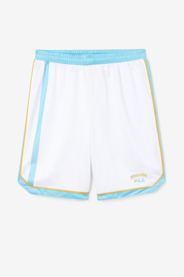 Fila White-Blue-Radient Yellow Semi-Pro Basketball Short