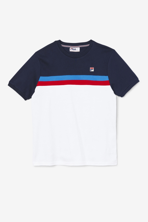 White-Navy-Strong Blue-Red Exempt Crew Fila
