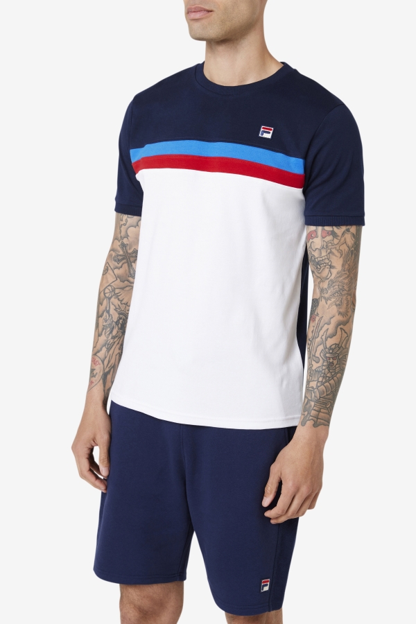 White-Navy-Strong Blue-Red Exempt Crew Fila