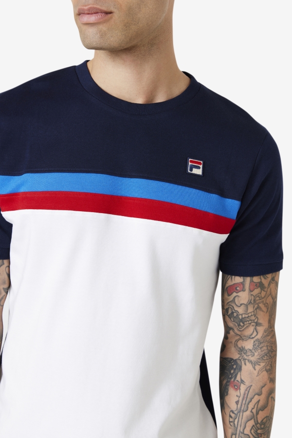 White-Navy-Strong Blue-Red Exempt Crew Fila