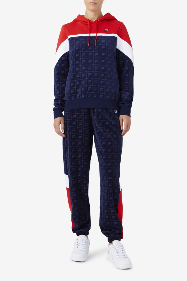 Navy-Red-White Helen Velour Jogger Fila