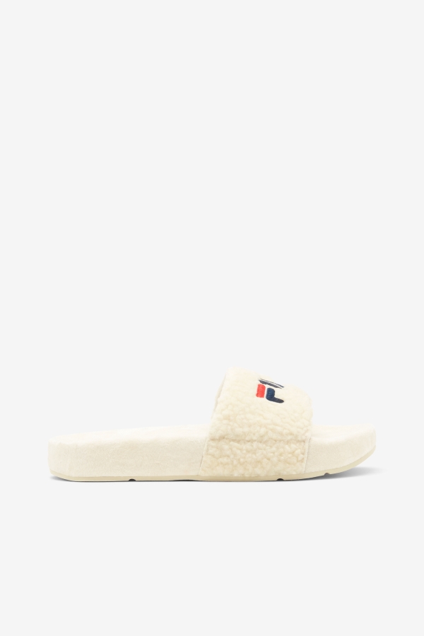 Cream-Navy-Red Fila Women's Fuzzy Drifter