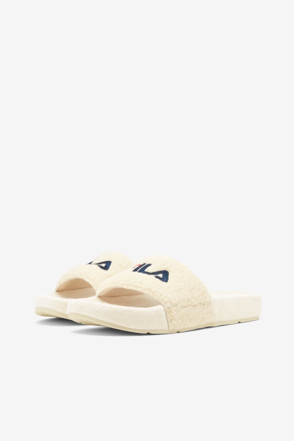 Cream-Navy-Red Fila Women\'s Fuzzy Drifter