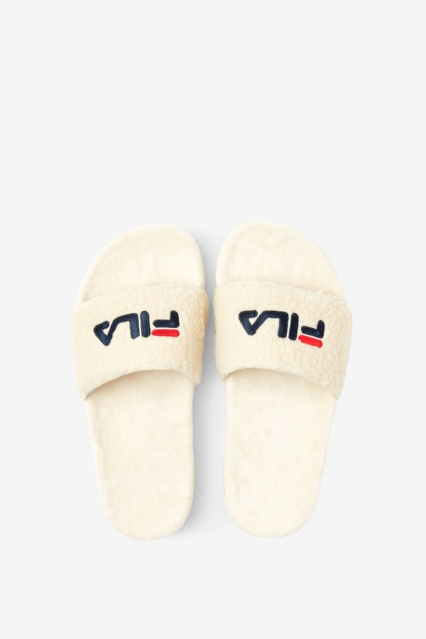 Cream-Navy-Red Fila Women\'s Fuzzy Drifter