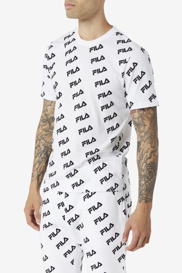 Diagonal Logo Tee White-Black Fila