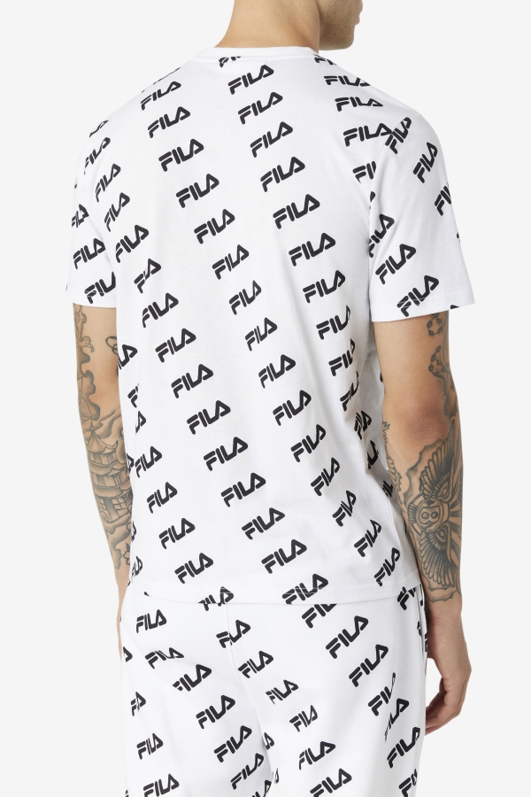 Diagonal Logo Tee White-Black Fila