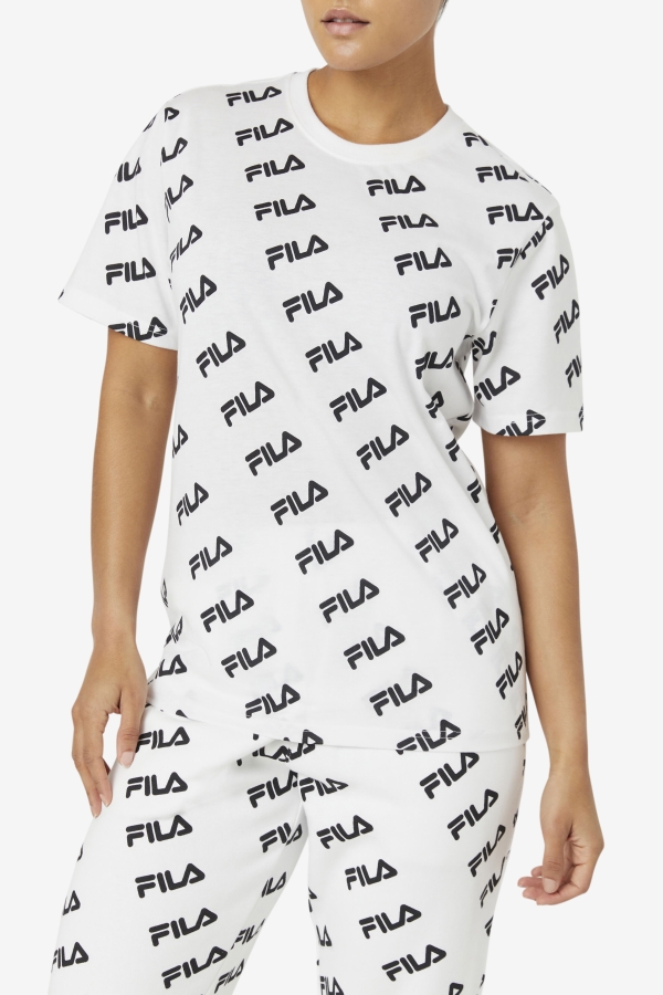 Diagonal Logo Tee White-Black Fila