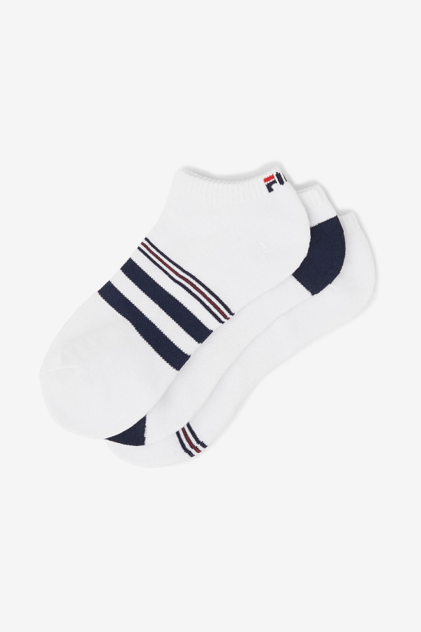 White Fila Men\'s Striped No Show Sock 3-Pack