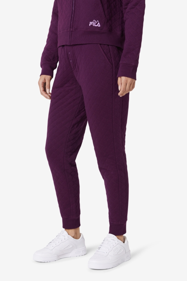 Finley High Rise Quilted Jogger Pickled Beet-Crocus Petal Fila