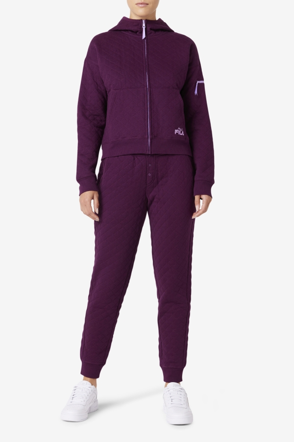 Finley High Rise Quilted Jogger Pickled Beet-Crocus Petal Fila