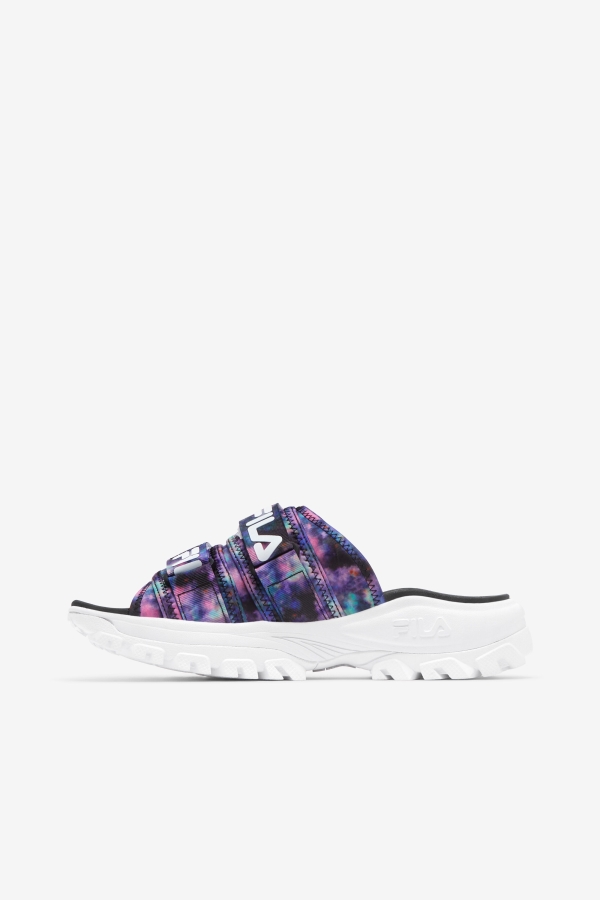 Fila Women\'s Tie Dye Outdoor Slide Multi-Black-White