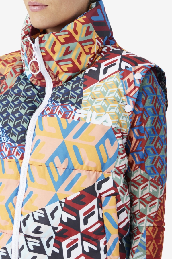 Marina Snapoff Sleeve Puffer Fila Ocean-Yellow-White