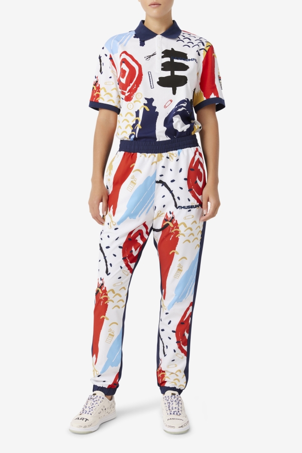 White-Peacoat-Red Fila FILA x The Museum Printed Polo