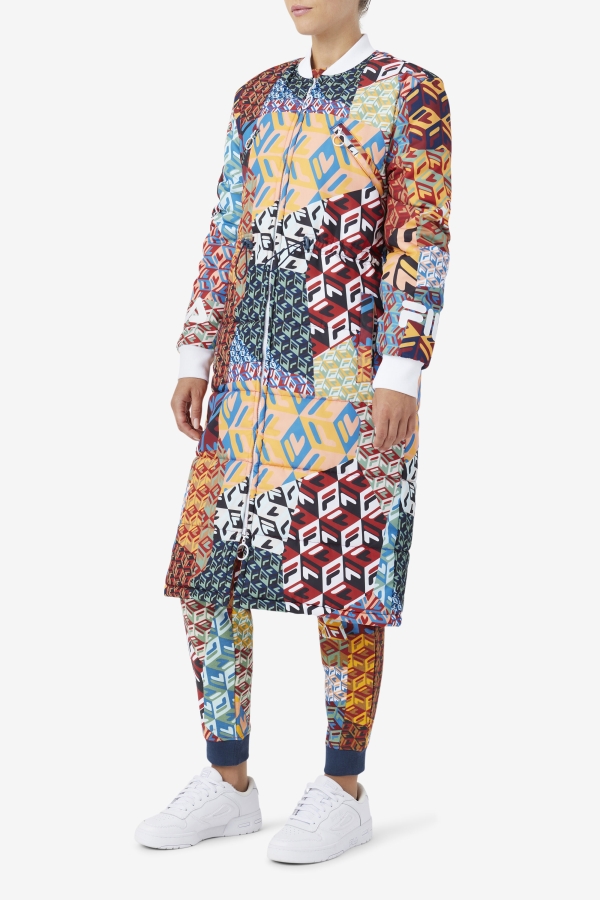 Ocean-Yellow-White Fila Joanna Allover Print Coat