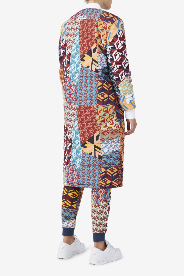 Ocean-Yellow-White Fila Joanna Allover Print Coat