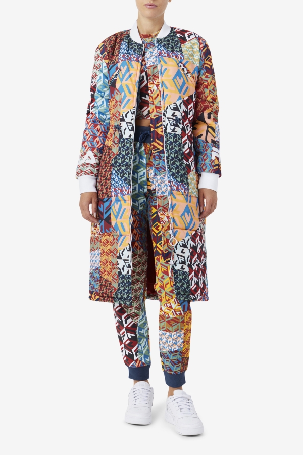 Ocean-Yellow-White Fila Joanna Allover Print Coat