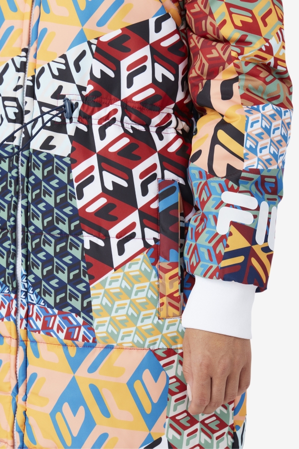 Ocean-Yellow-White Fila Joanna Allover Print Coat