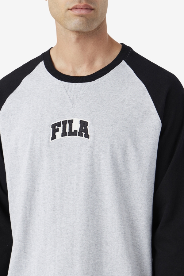 Chet Raglan Tee Fila Light Grey Marl-Black