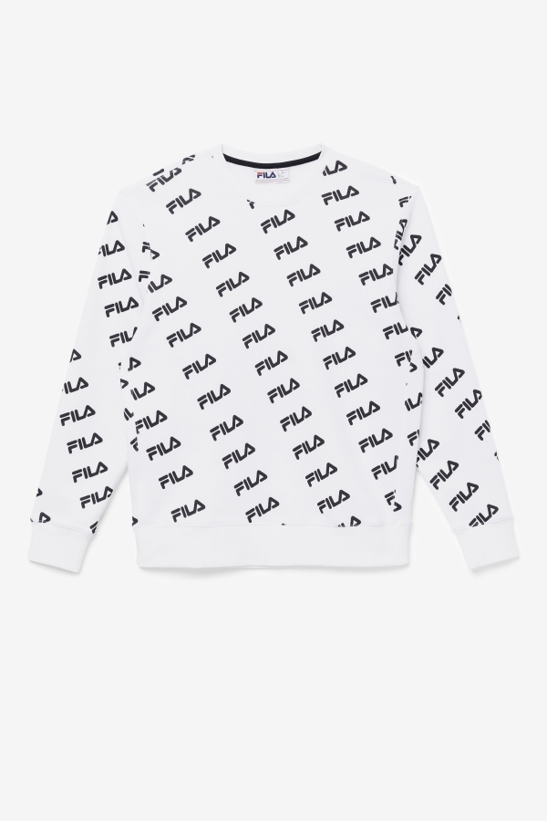 White-Black Diagonal Logo Crew Fila