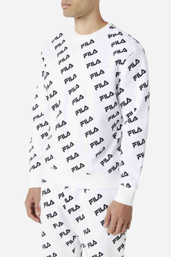 White-Black Diagonal Logo Crew Fila